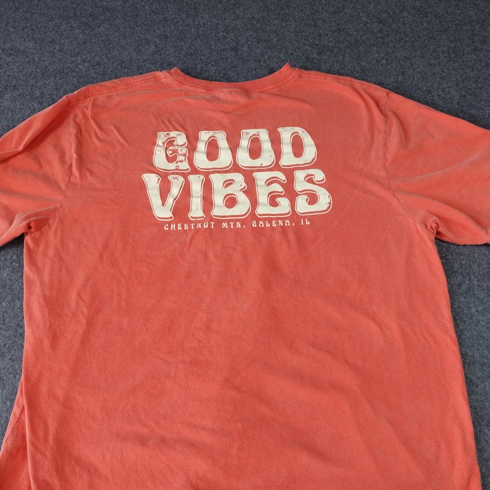 Ouray Good Vibes Chestnut Mtn‎ Galena IL Graphic T-Shirt XL Orange Short Sleeve